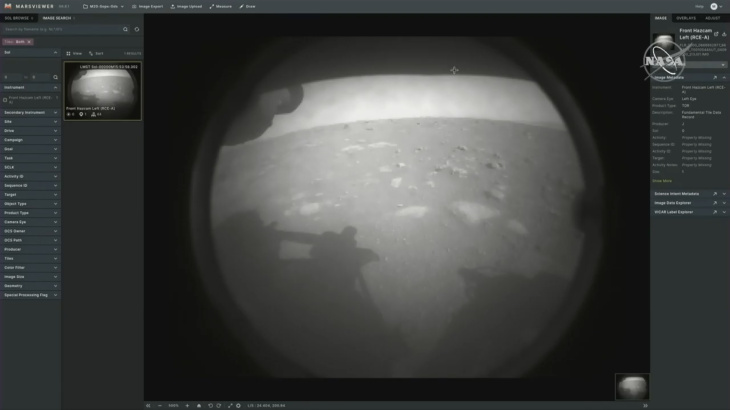 The First picture sent by Perseverance from Mars.