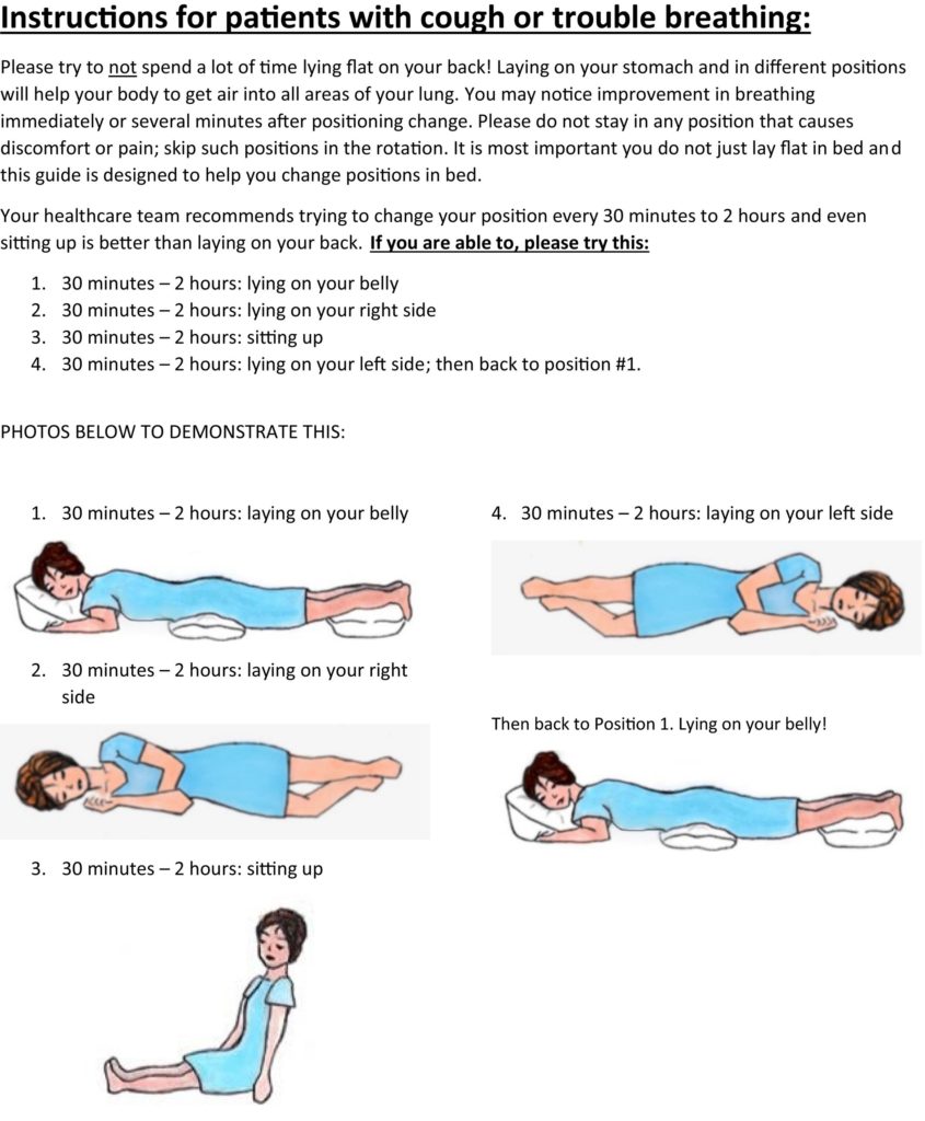 Proning is recommended for Covid patients with breathing problems.