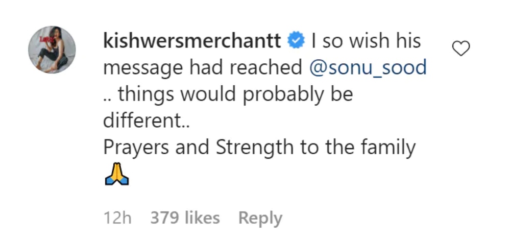 Kishwer Merchant’s comment on an Instagram post.