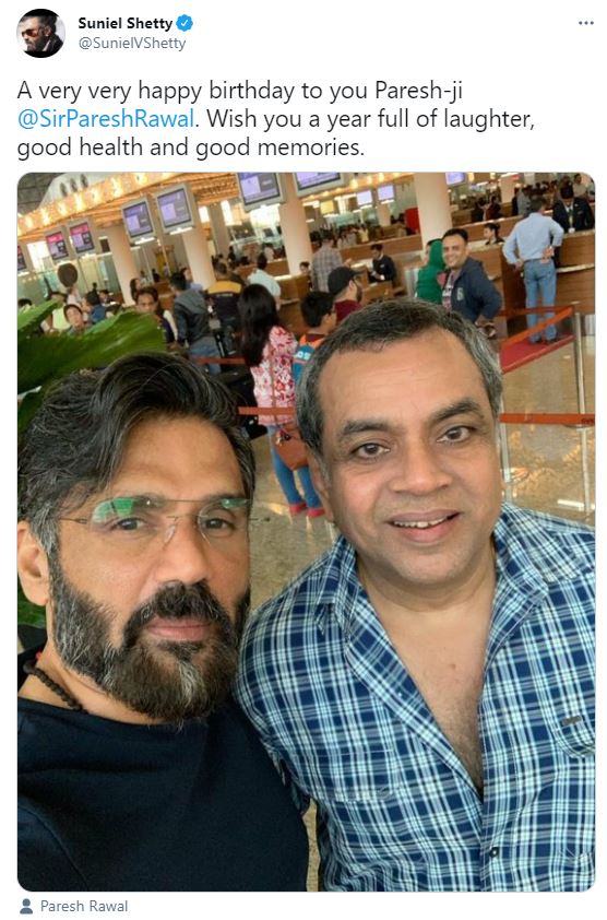 Suniel Shetty, Ashoke Pandit, wish Paresh Rawal on 66th birthday celebration.