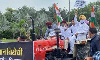 Rahul Gandhi in Action comes with Tractor in Parliament.
