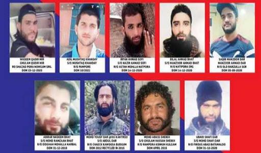 List of top 10 militants operating in J&K Valley by police. 