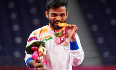 One more Gold in Paralympics Krishnanagar wins men's single badminton.