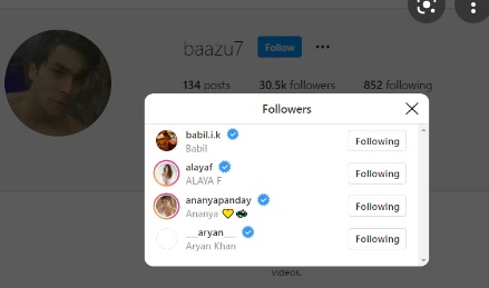 Alaya F ananya pandey aryan khan following arbaaz merchant on Instagram pictures