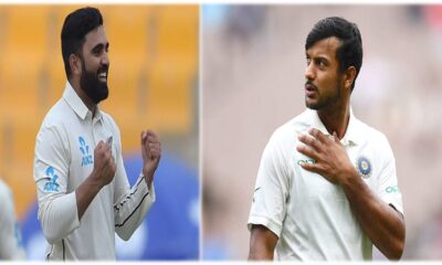 ajaz patel and mayank agarwal in 2nd test match India vs NZ