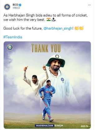 bcci tweet on harbhajan singh career