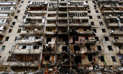 A missile hits a high-rise residential building in Kyiv