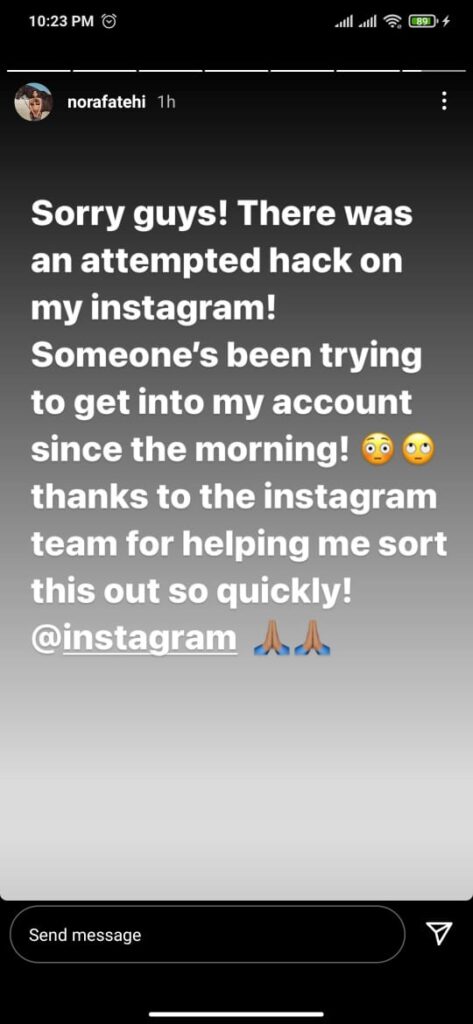 A Recent story posted by Nora on Instagram