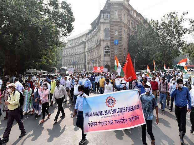 public-sector bank employees on strike