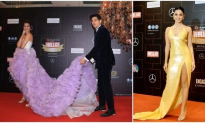 Sidharth Malhotra holds Kriti Sanon's gown