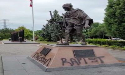 Pro-Khalistan destroys Gandhi Ji statue