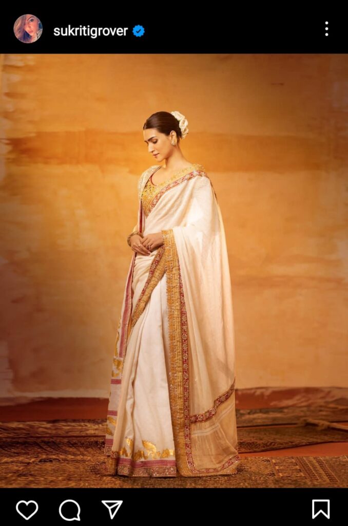 Kriti Sanon sari look at Adipurush trailer launch