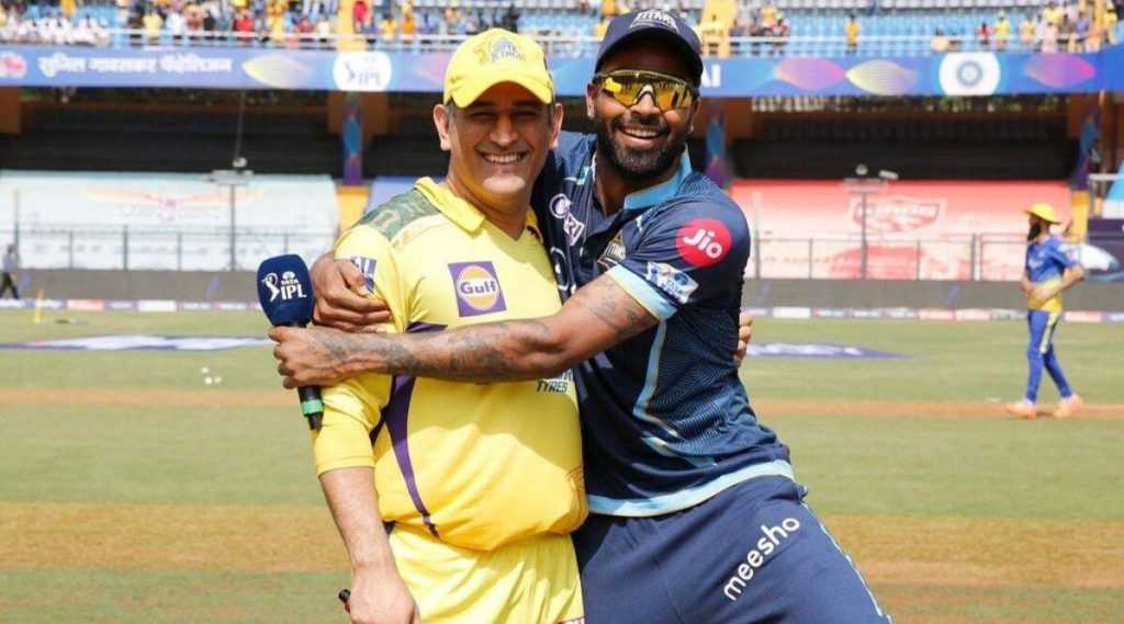 Hardik Pandya Hugging MS Dhoni