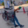 Man washing bike with petrol got arrested by UP Police