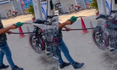 Man washing bike with petrol got arrested by UP Police