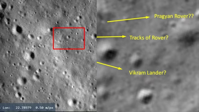 First Picture of Rover Pragyan from moon