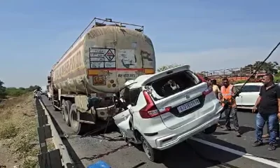 The car was driving towards Ahmedabad from Vadodara when it slammed into the truck's rear side on the highway.
