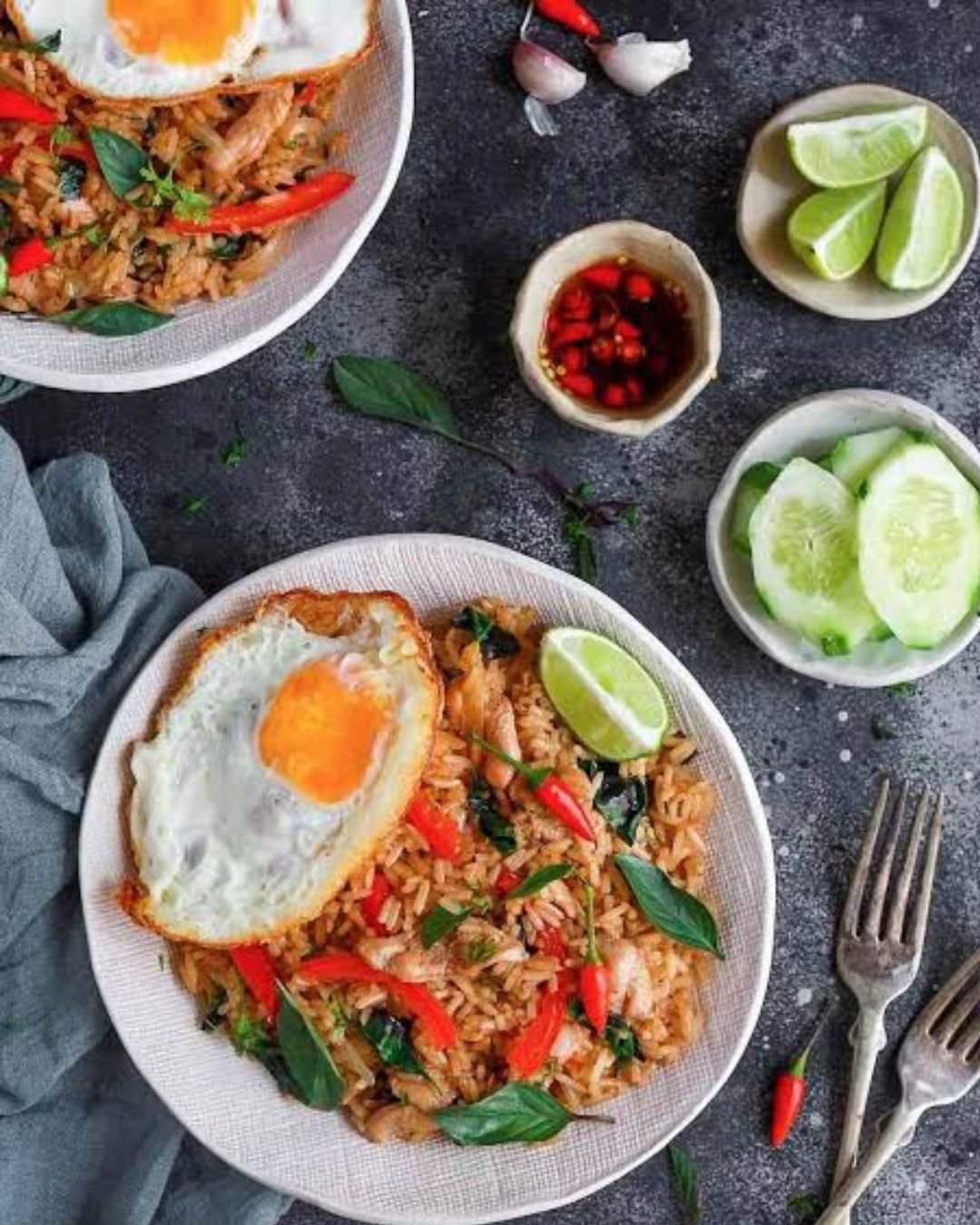 Chili basil chicken fried rice.